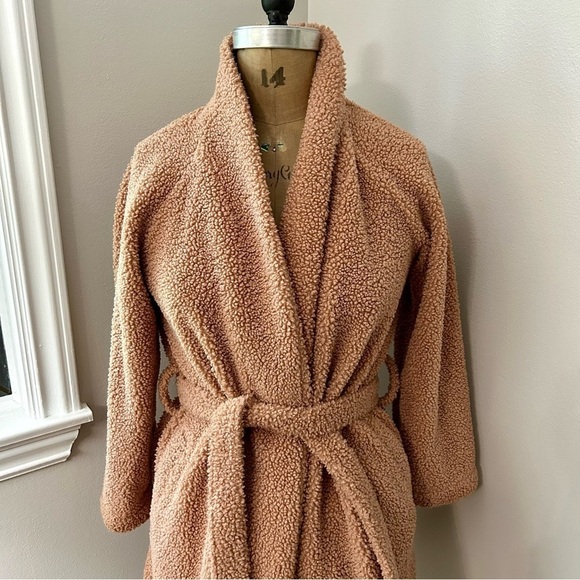 Talbots Haven Well Within Sherpa Robe Clay Camel Tan Size XS - Picture 5 of 11